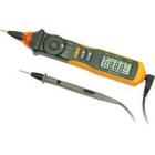 最大顯示：1999;直流電壓測(cè)量;交流電壓測(cè)量;電阻測(cè)量;通斷測(cè)試;二極管測(cè)試;非接觸式電壓探測(cè);可探測(cè)特定頻率的交流電壓;
電壓探測(cè)靈敏度可調(diào);非接觸式電壓探測(cè)聲光報(bào)警功能.


