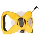 盤式玻璃纖維公英制長卷尺, 1/2''寬尺帶，雙面公英制刻度，清晰易讀?？箾_擊ABS外殼，有效防震。 PVD尺帶，易于清潔。橡膠手柄，握持舒適。Class III精確度。